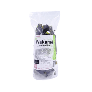 Sachet d'algue wakamé en feuilles d'agriculture biologie. Provenant de Bretagne.