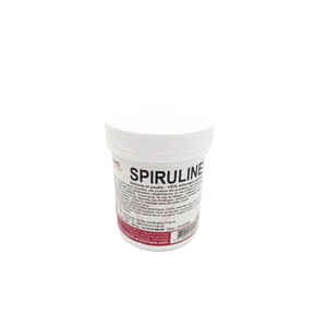 Pot de spiruline bio en poudre cultivée en Bretagne.