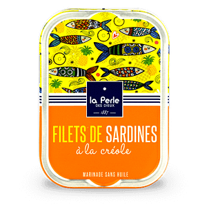 Boite de filets de sardines cuisinées à la créoles de la conserverie la perle des dieux