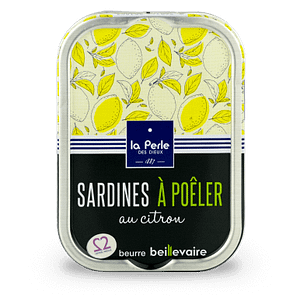 Boite de sardines à poêler au citron de la conserverie la perle des dieux.