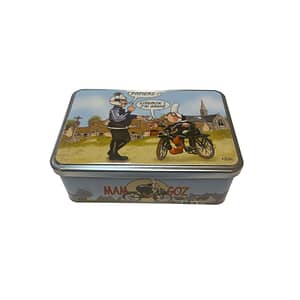 Boite métal à biscuit décorée.