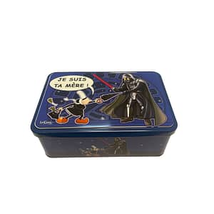 Boite en métal mamgoz avec un dessin d'humour Star Wars.